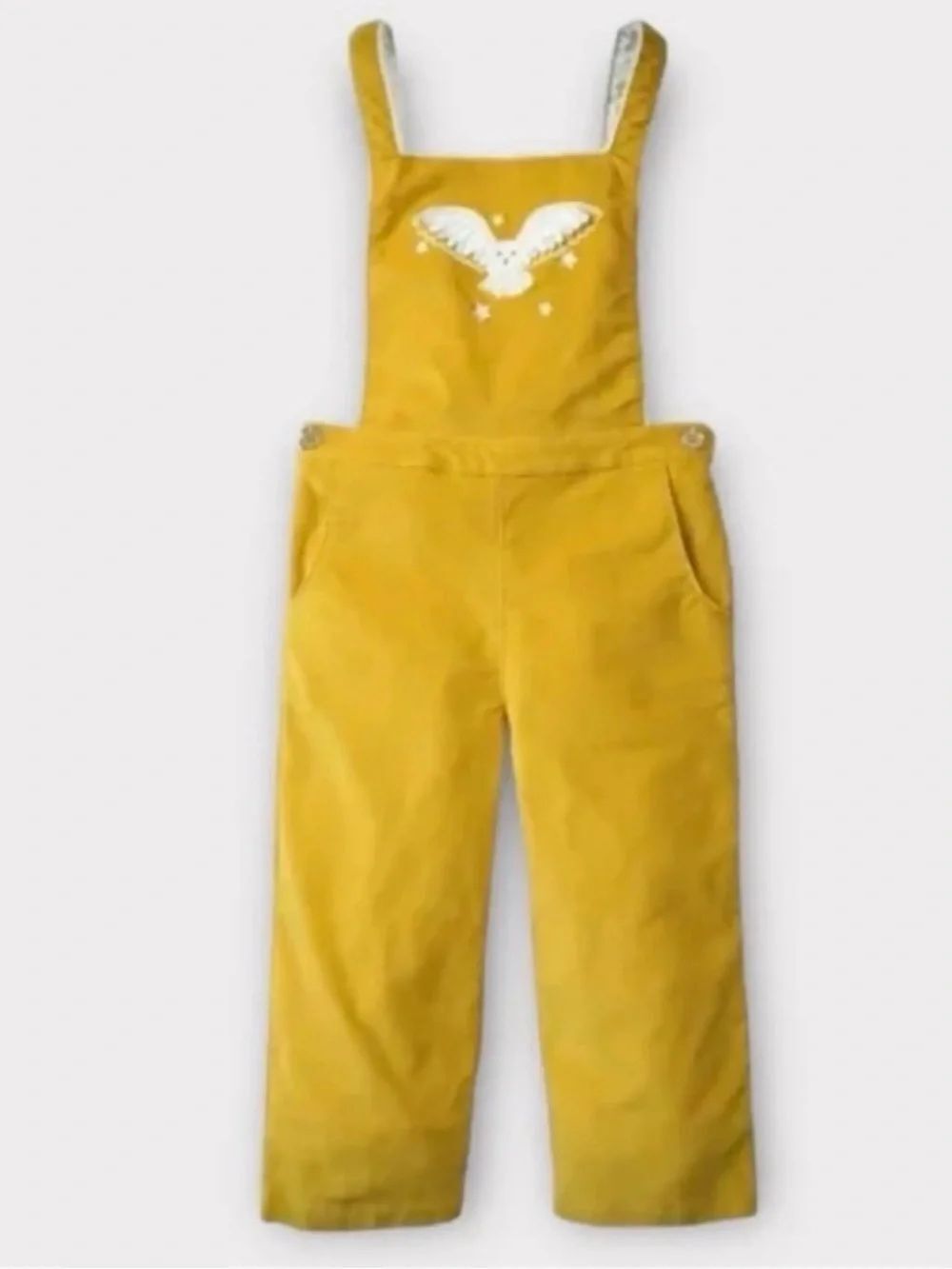 Mini Boden Harry Potter Hedwig Mustard Gold Kids Overalls Sz 6-7